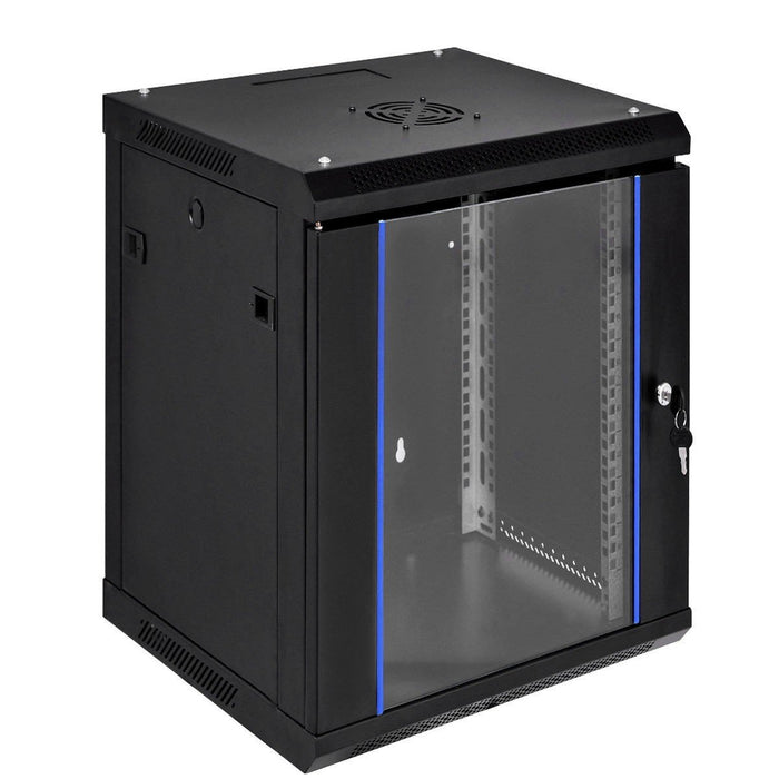 Premium Wallmount Data Network Cabinet with Locking Glass Door 18U