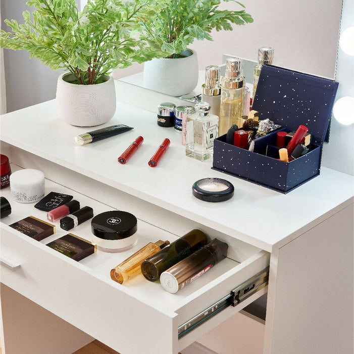 Premium Wood Makeup Vanity Dressing Table Drawer Set LED Lights
