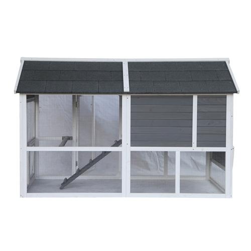 Premium Wooden Chicken Coop Large Barn Style Gray Tractor