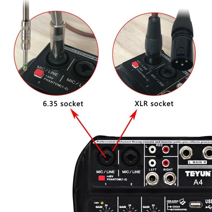 Small Audio Sound Digital Microphone Mixer 48V
