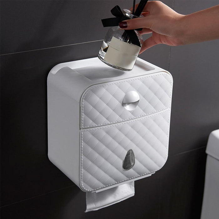 Wall Mounted Toilet Paper Holder With Shelf Storage