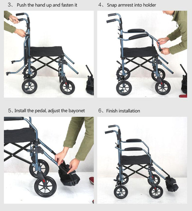 Premium Portable Foldable Heavy Duty Transport Wheelchair Lightweight