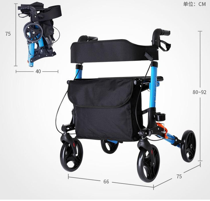 Heavy Duty Rolling 4 Wheeled Walker With Seat And Brakes