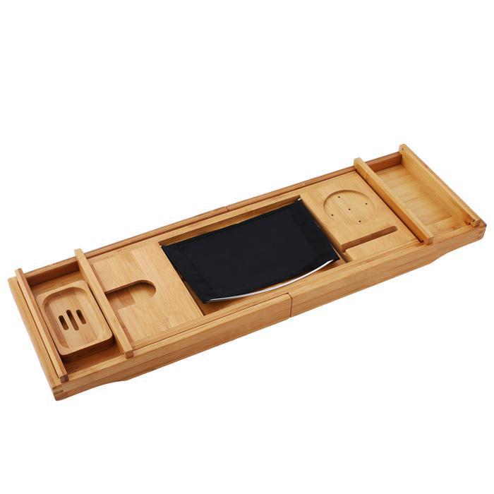 Large Spacious Bamboo Bathtub Caddy Tray