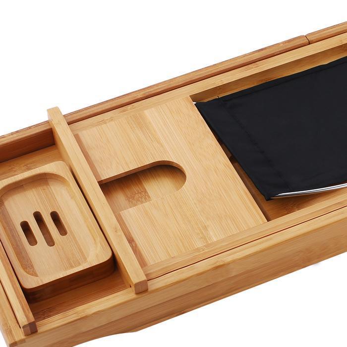 Large Spacious Bamboo Bathtub Caddy Tray