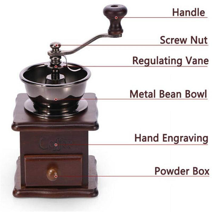 Antique Manual Hand Coffee Burr Grinder