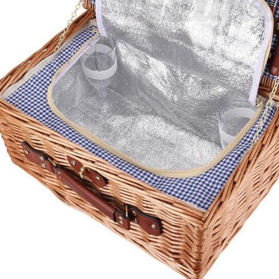 Large Insulated Wicker Picnic Basket Set