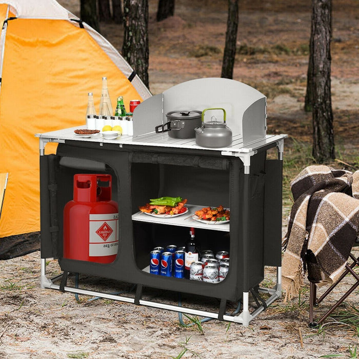 Large Portable Outdoor Camping Kitchen Cook Table Station