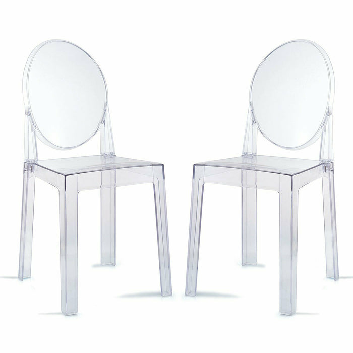 Transparent Oval Clear Acrylic Plastic Vanity Desk Chair 4x