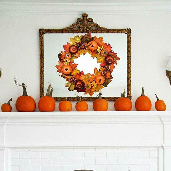 Festive Autumn / Fall Pumpkin Leaves Door Wreath
