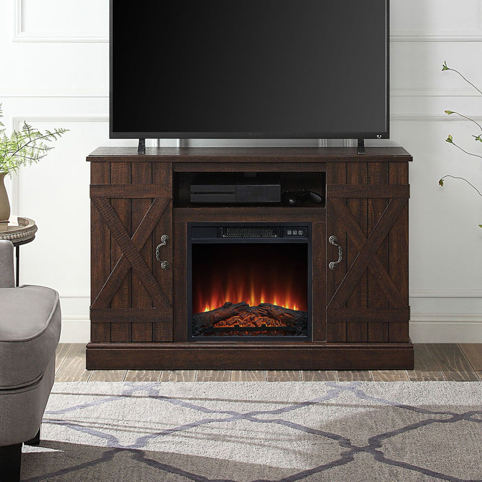 Modern Wooden Electric Fireplace Farmhouse Entertainment TV Stand 47"