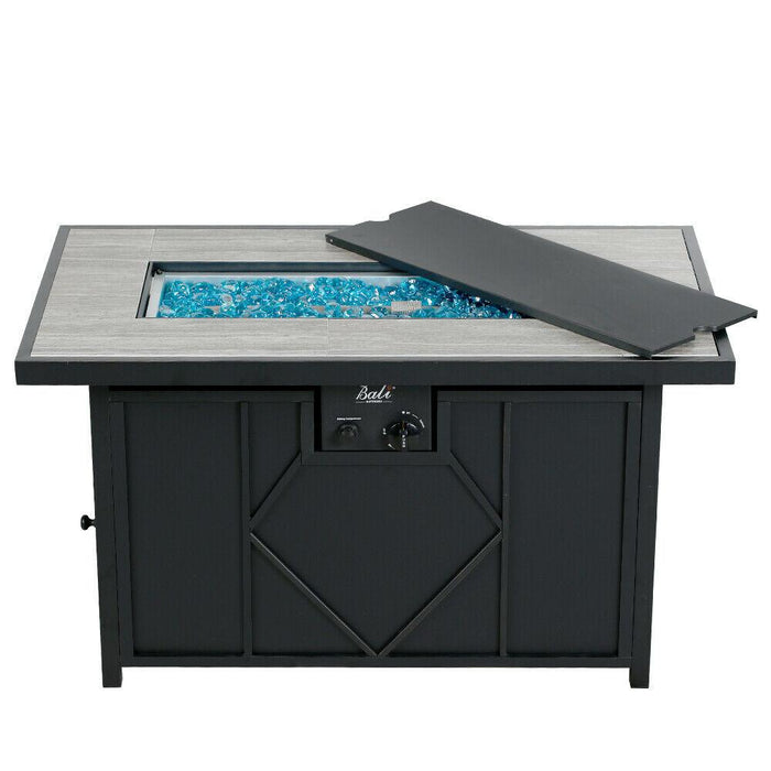 Large Outdoor Rectangle Propane Coffee Fire Pit Table