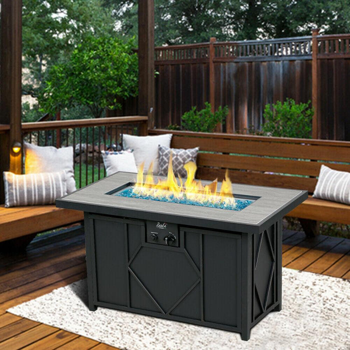 Large Outdoor Rectangle Propane Coffee Fire Pit Table