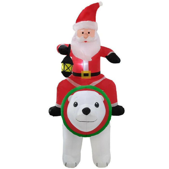 Giant Inflatable Outdoor Christmas Blow Up Santa With Polar Bear 7 Ft
