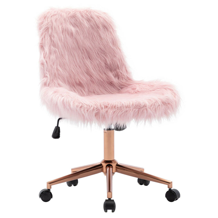 Luxurious Rolling Faux Fur Fuzzy Desk Chair