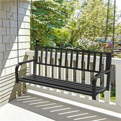 Modern Classic Outdoor Hanging Patio Black Porch Bench Swing