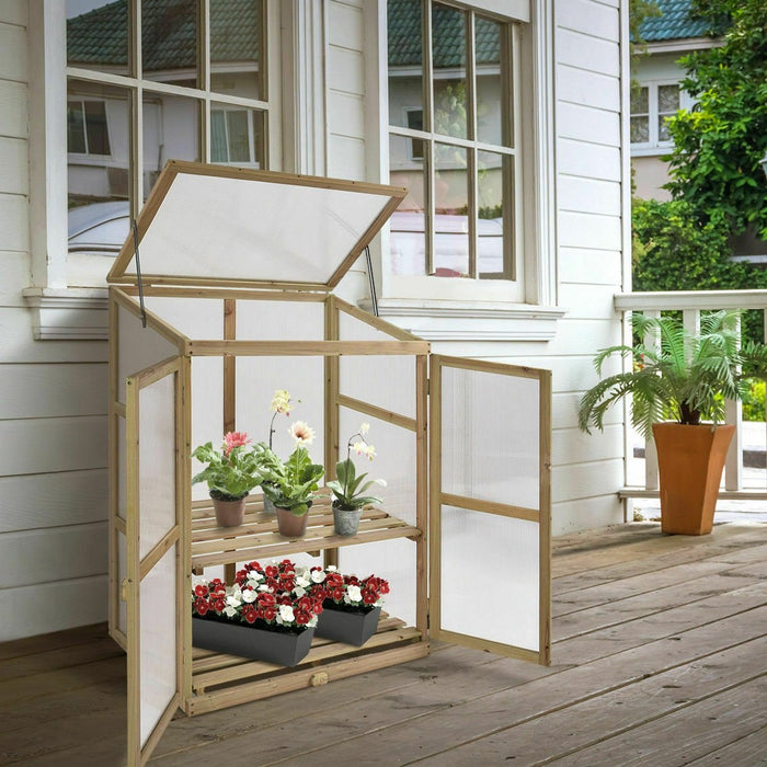 Small Portable Wooden Garden Raised Greenhouse Bed