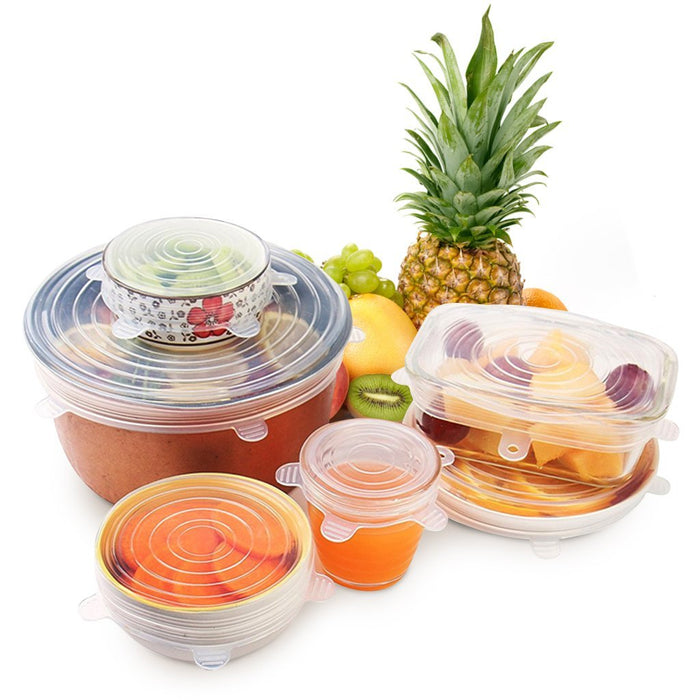 6 Piece Stretch Bowl Covers Reusable Silicone Lids