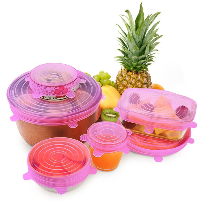 6 Piece Stretch Bowl Covers Reusable Silicone Lids