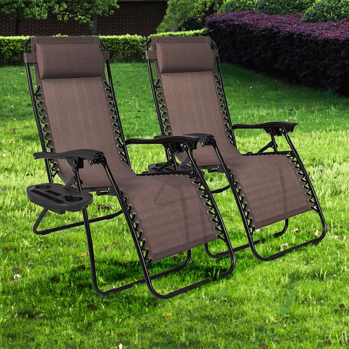 Patio Lounge Chair Set of 2 Tanning Chair for Outdoor