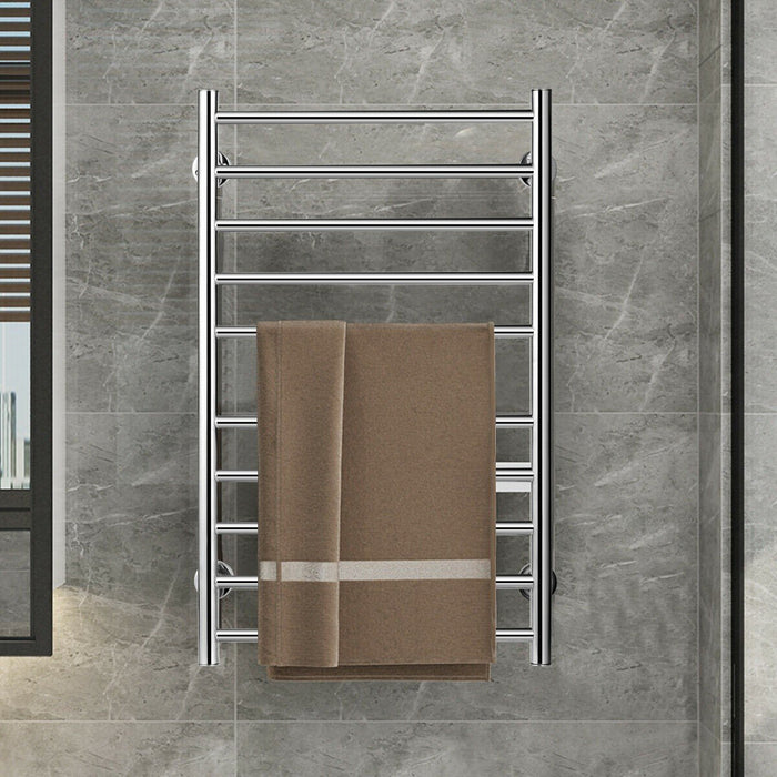 Electric Towel Warmer 10-Bar Heated Dryer Rack Freestanding Wall Mount Bar