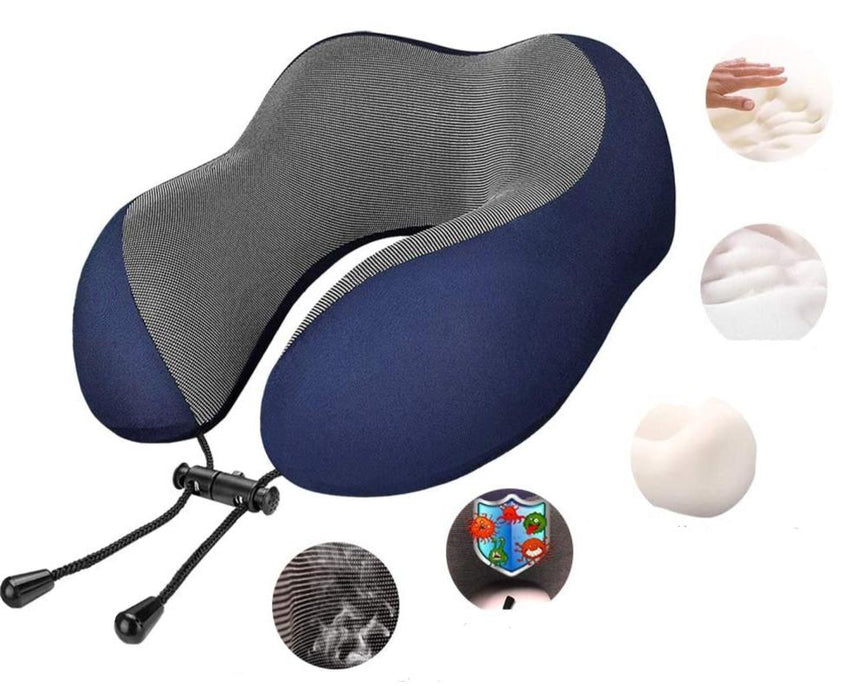 Pure Memory Foam Travel Neck Pillow for Car Rides or Airplane
