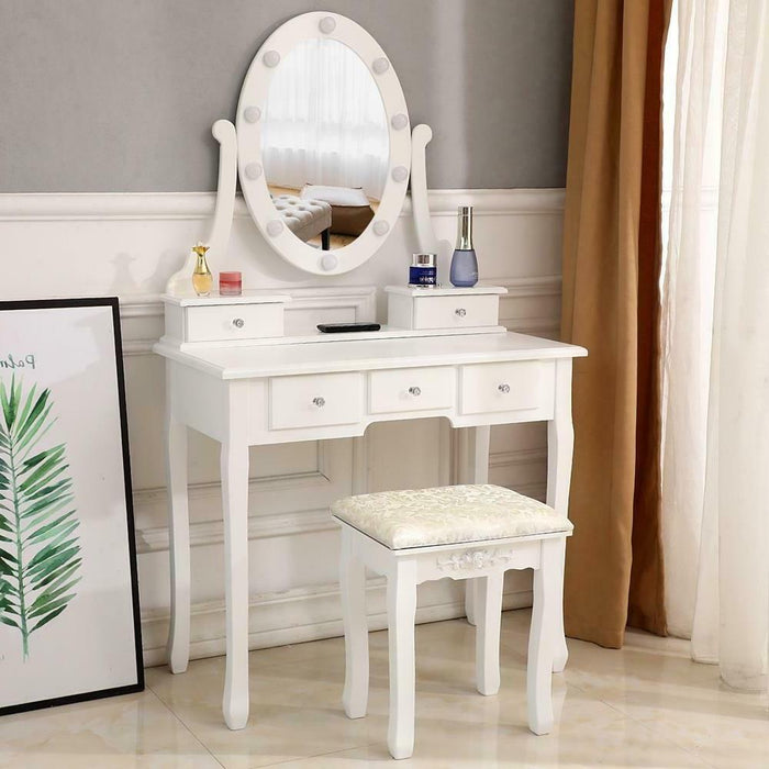 Vanity Table Set with Lighted Mirror Makeup Dressing Table
