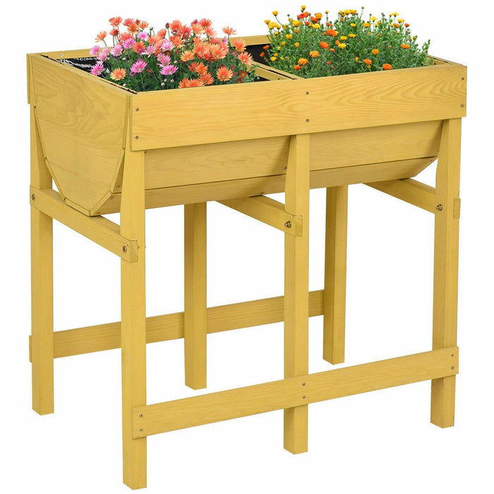 Wooden Elevated Raised Garden Bed Vegetable Free Standing Planter