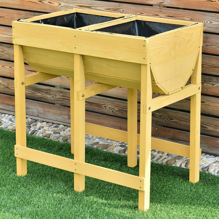 Wooden Elevated Raised Garden Bed Vegetable Free Standing Planter