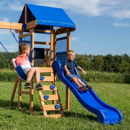 Wooden Outdoor Kids Swing Set Fun Play Children Toddler Playground Set