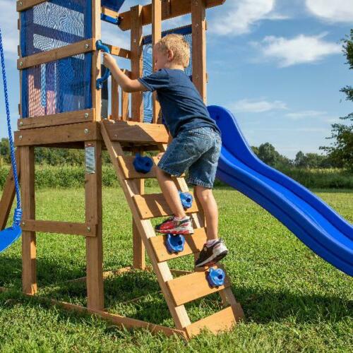 Wooden Outdoor Kids Swing Set Fun Play Children Toddler Playground Set
